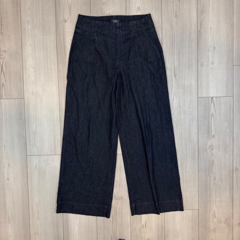 NYDJ Wide Leg Trousers Dark Indigo Lift Tuck Technology MDTF8616 Blue Size 8